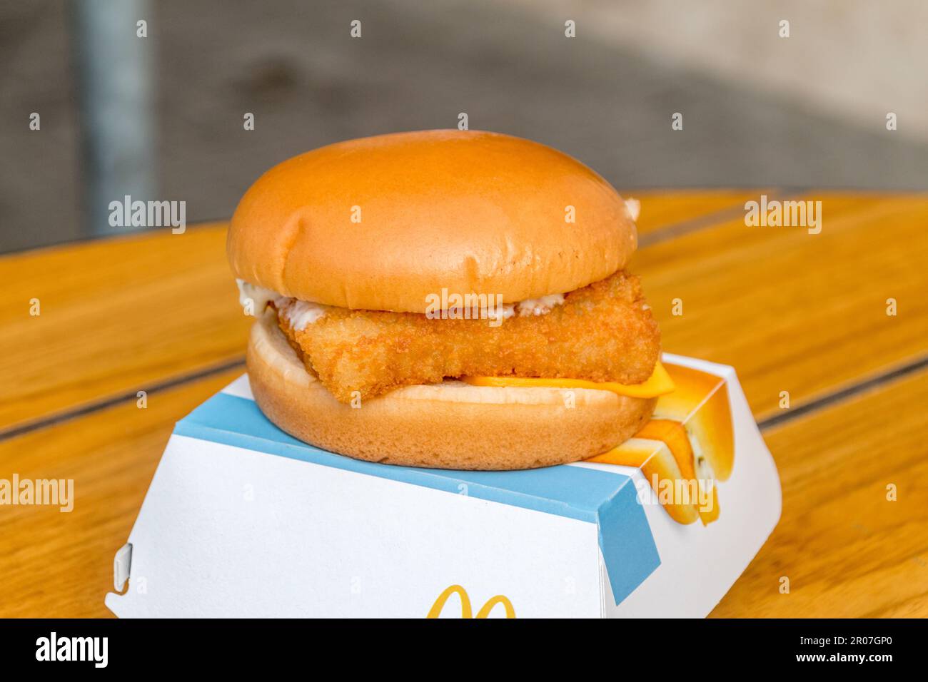 Chisinau, Moldova March 8, 2023 McDonald's FiletOFish burger. Fish