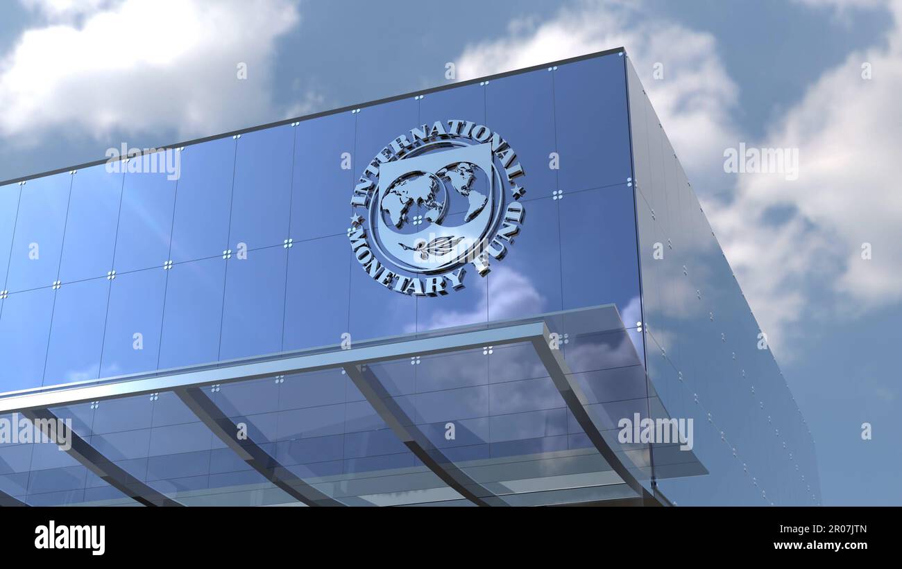 International Monetary Fund Capture the essence of modernity with this 4K only editorial footage of a sleek corporate building with blue-tinted glass. Stock Photo