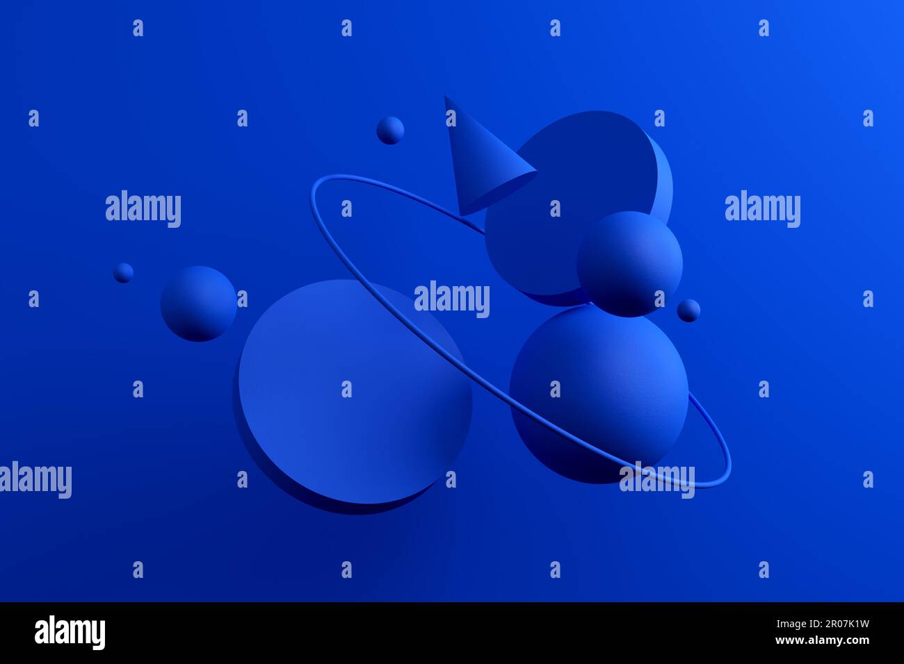 Blue geometric shapes merging together. Modern background design for presentations, brands, templates and banners. Abstract 3D art. Stock Photo