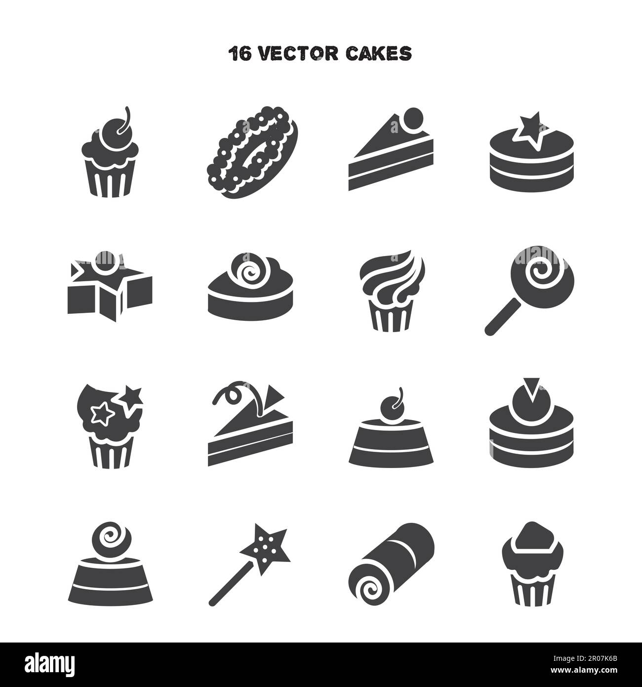 Collection of bakery and cake icons. Candy, sweet set. Vector Stock ...