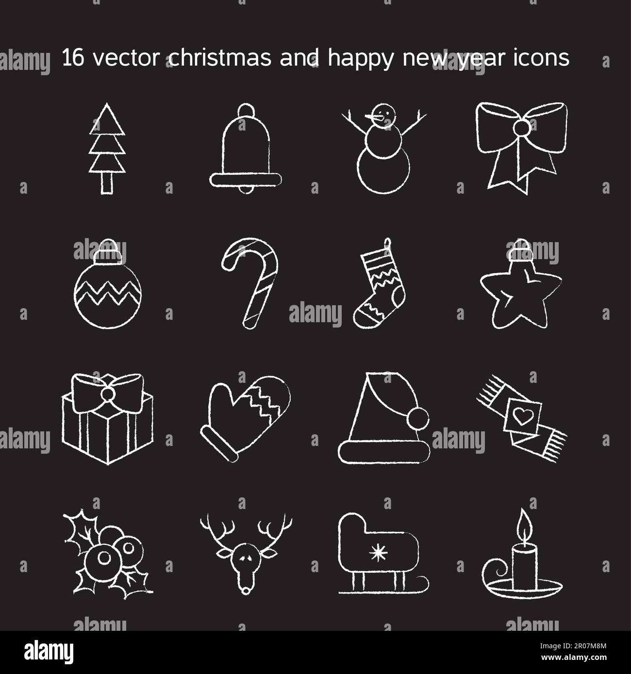 Merry Christmas icons set. Happy new year symbols. Winter holiday signs ...