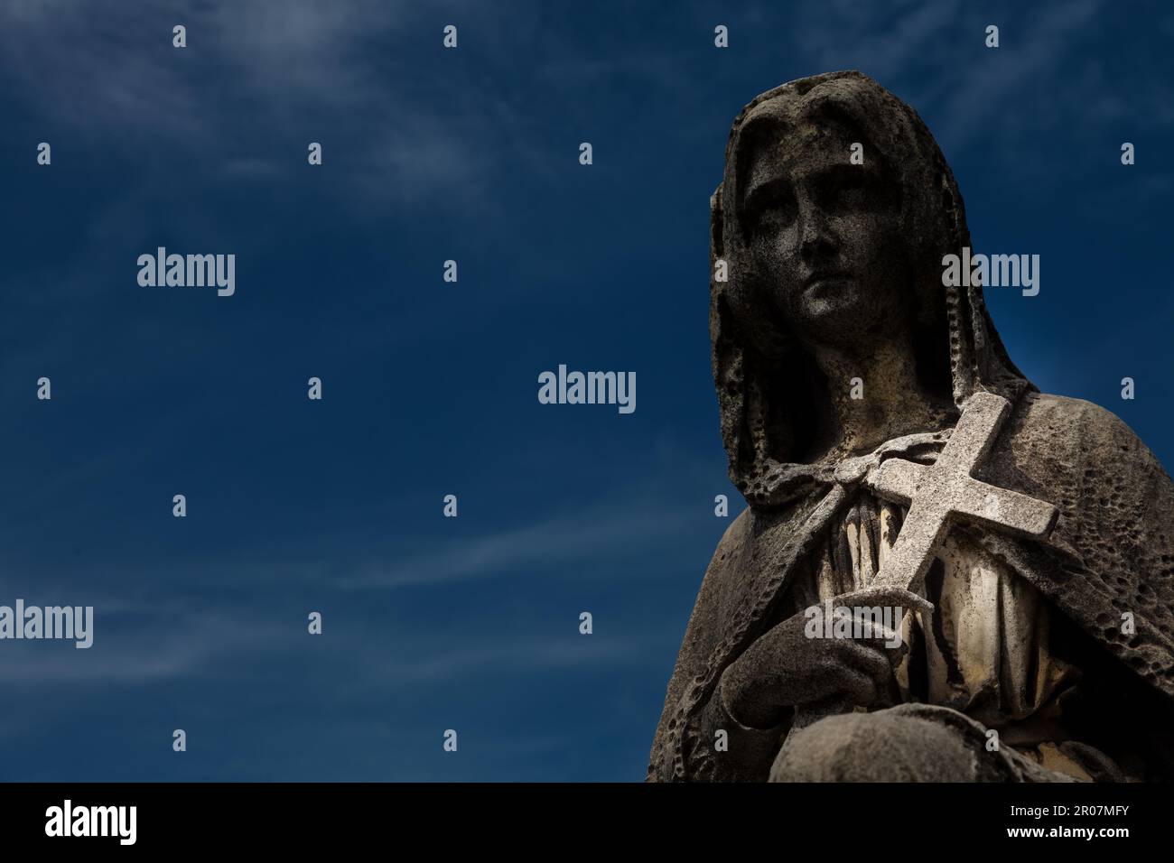 Cemetery statue in Italy, made of stone - more than 100 years old Stock Photo