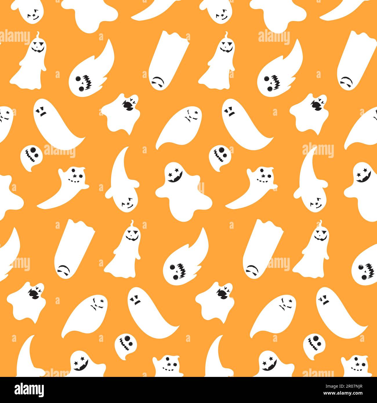 Seamless pattern from halloween emotional ghosts. Vector Stock Vector ...