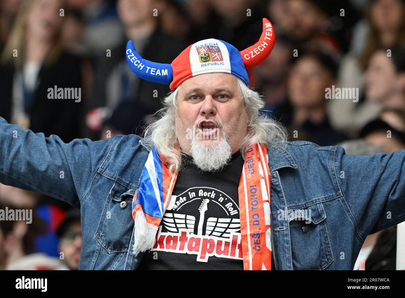 Brno, Czech Republic. 07th May, 2023. Czech fan in action during the Euro  Hockey Challenge match Switzerland vs Czech Republic in Brno, Czech  Republic, May 7, 2023. Credit: Vaclav Salek/CTK Photo/Alamy Live