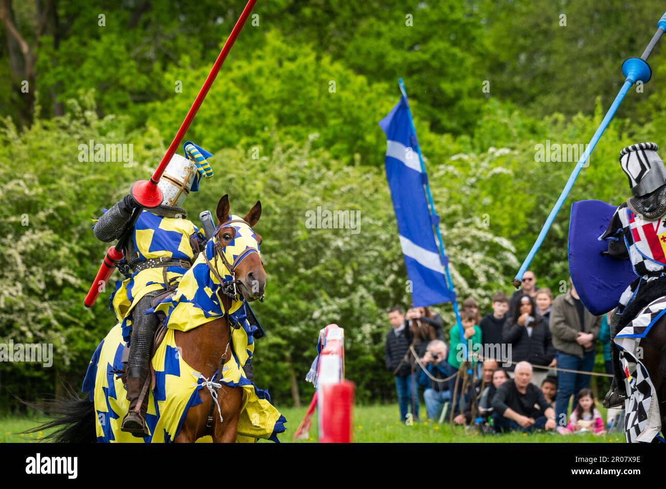 Knight Getting Coronated Chalfont, UK. 7 May 2023. Re enactors as armoured knights take part in ...