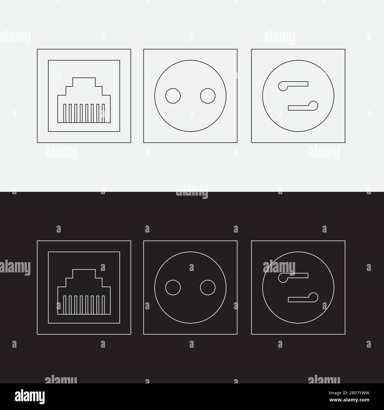 Flat power point or telephone socket. Elecrticity. Vector Stock Vector