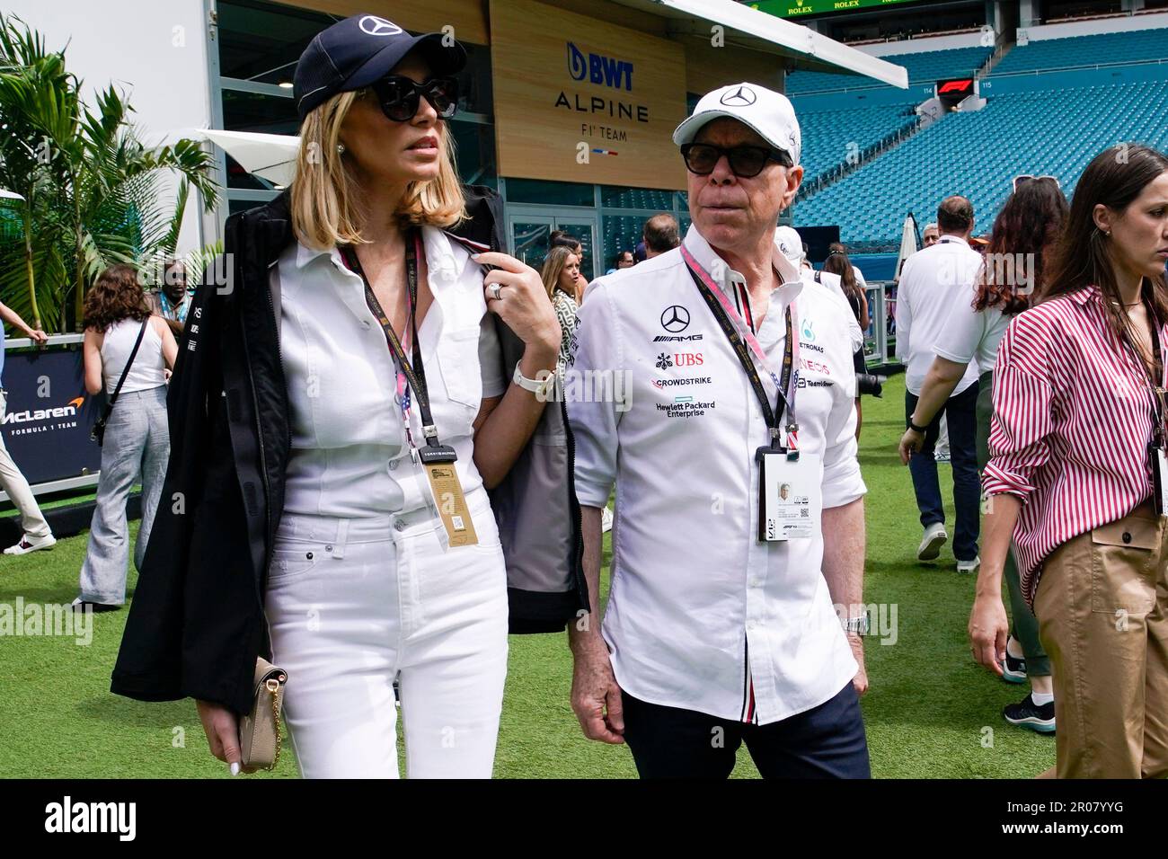 Fashion designer Tommy Hilfiger arrives for the Formula One Miami
