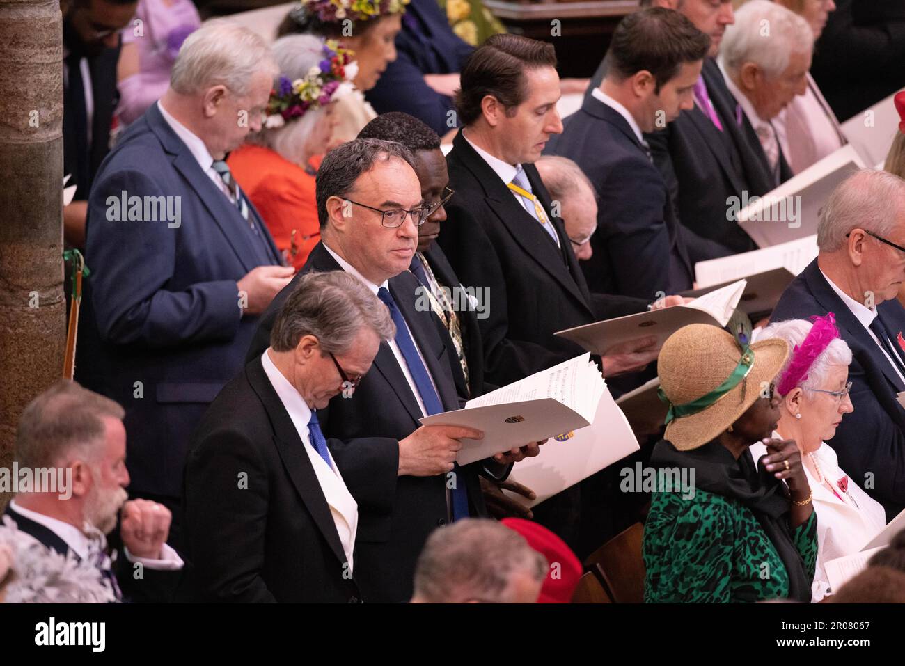 PHOTO:JEFF GILBERT 06th May 2023 Andrew Bailey, Govenor of the Bank of England, attends the King Charles III Coronation inside Westminster Abbey, Lond Stock Photo