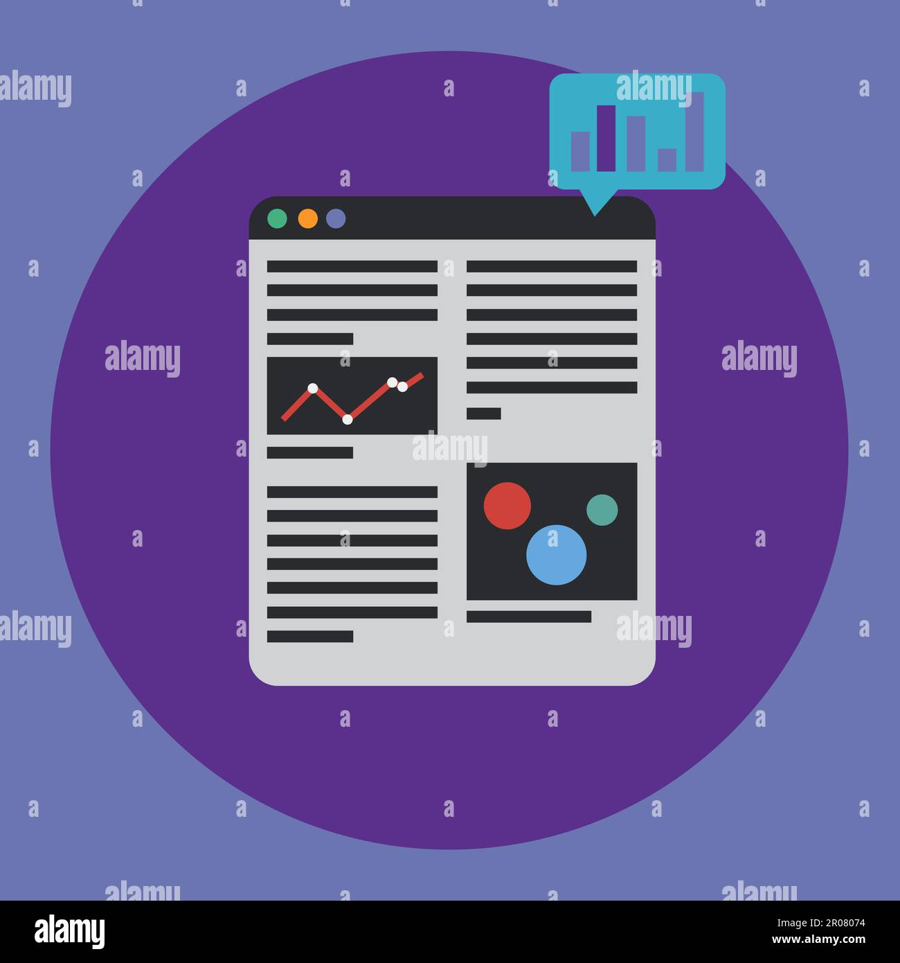 Analytics infographics in browser in vector, eps Stock Vector