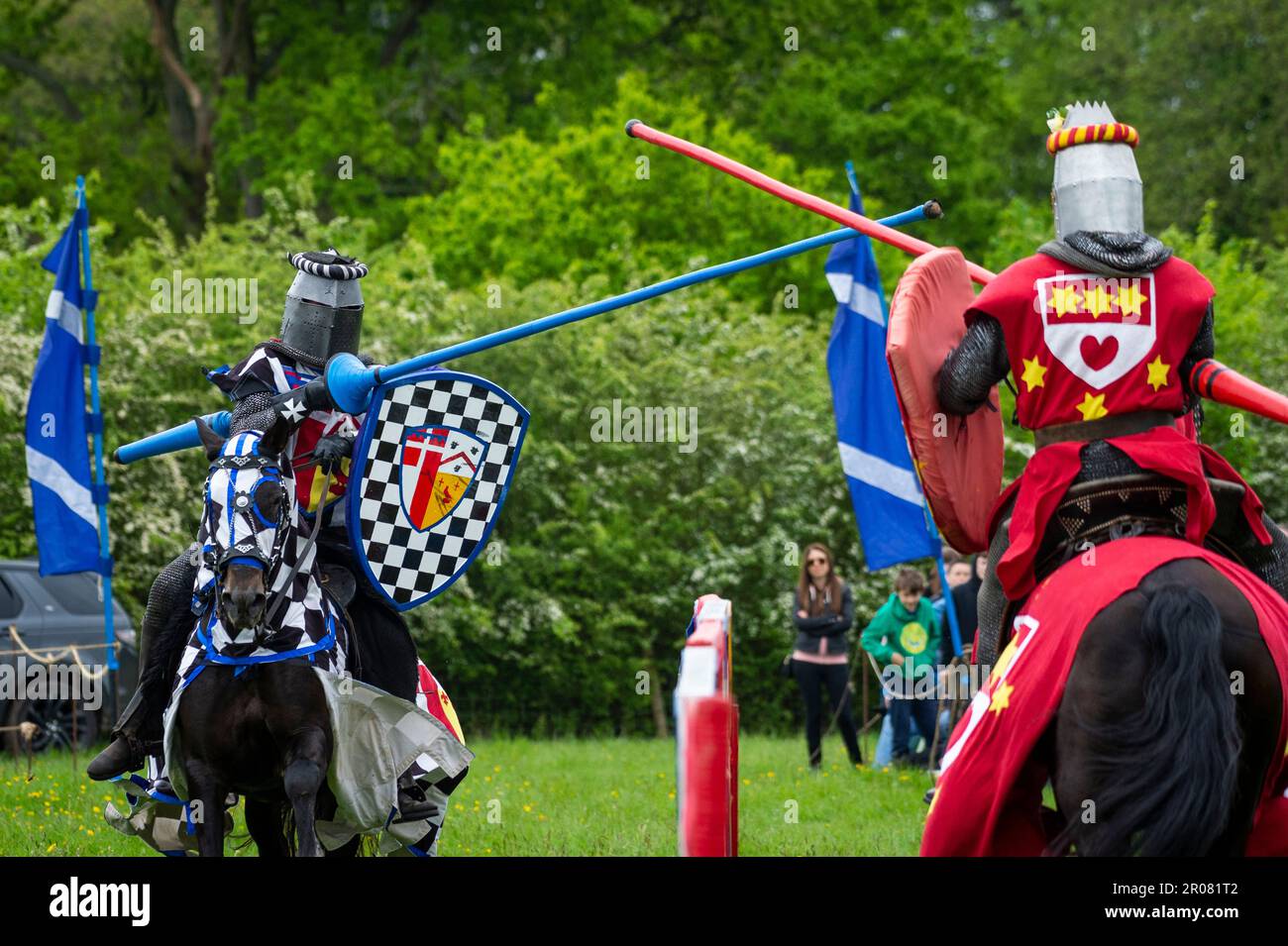 Knight Getting Coronated Chalfont, UK. 7 May 2023. Re enactors as armoured knights take part in ...