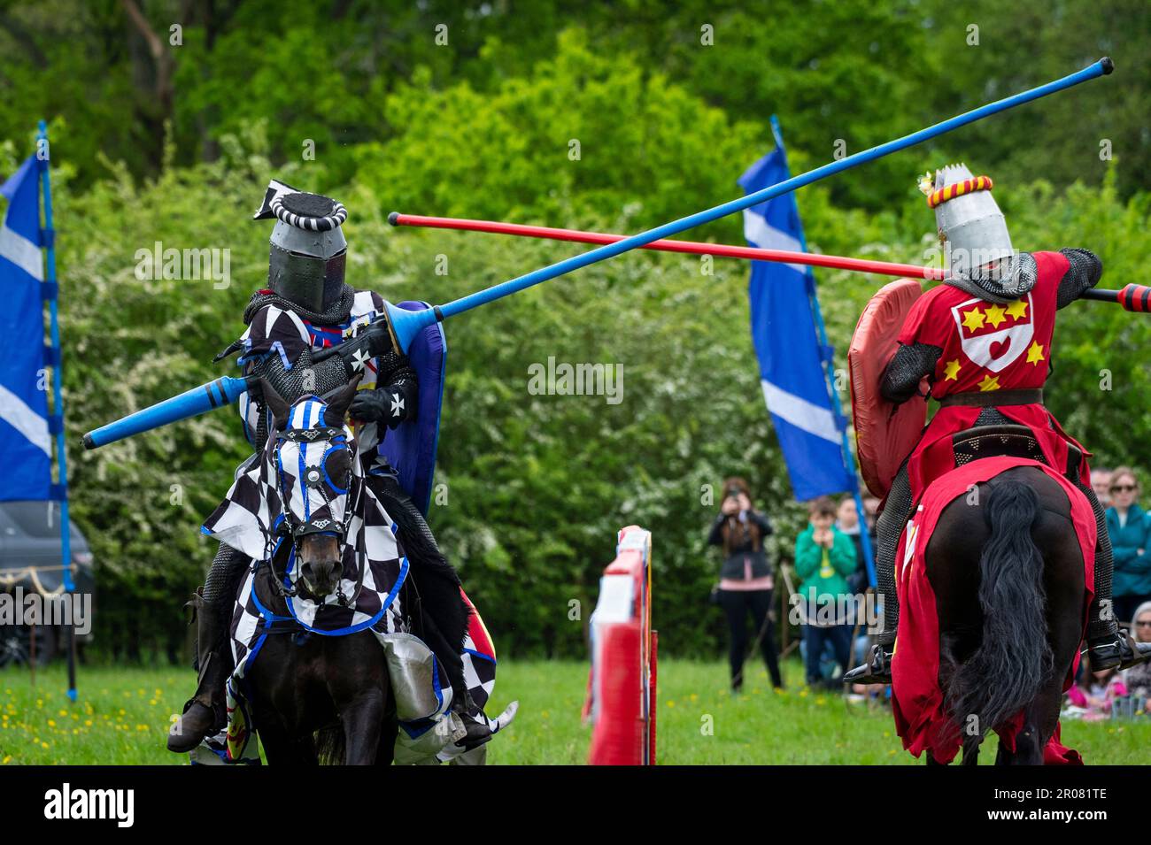 Knight Getting Coronated Chalfont, UK. 7 May 2023. Re enactors as armoured knights take part in ...