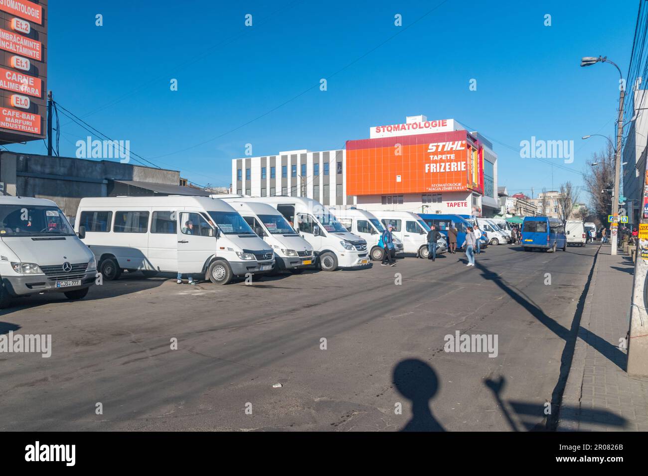 Chisinau, Moldova - March 10, 2023: Busses at bus station in Chisinau