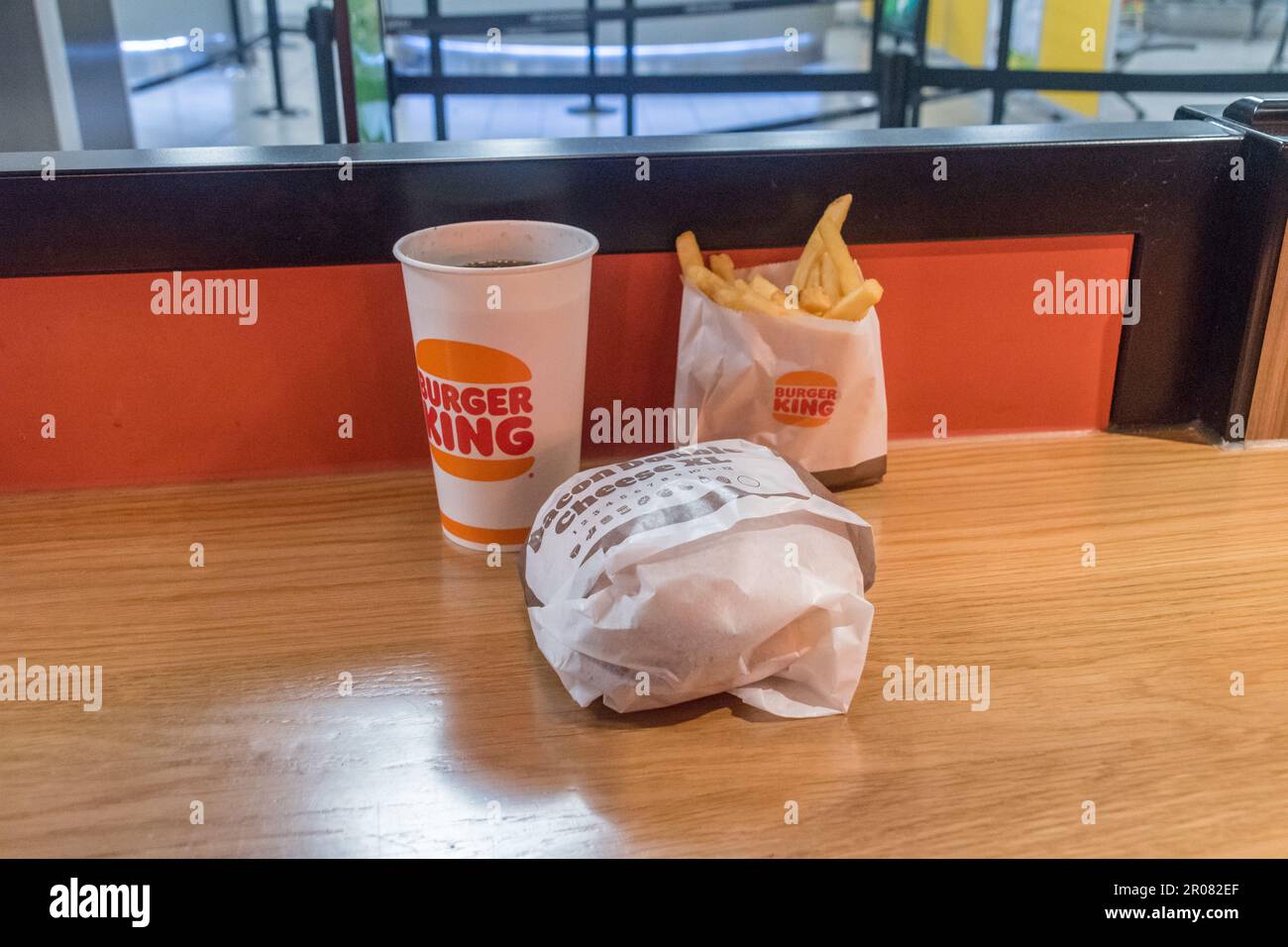 Luton, United Kingdom March 10, 2023 Burger King Menu with Bacon