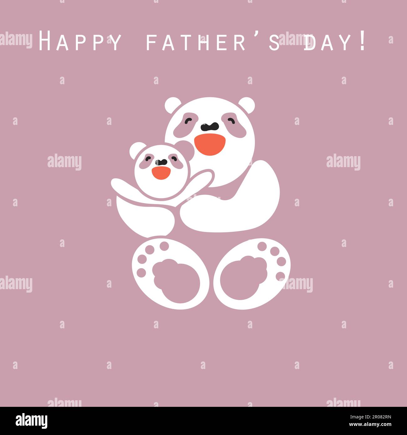 Vector sticker, card with happy father and child panda Stock Vector ...