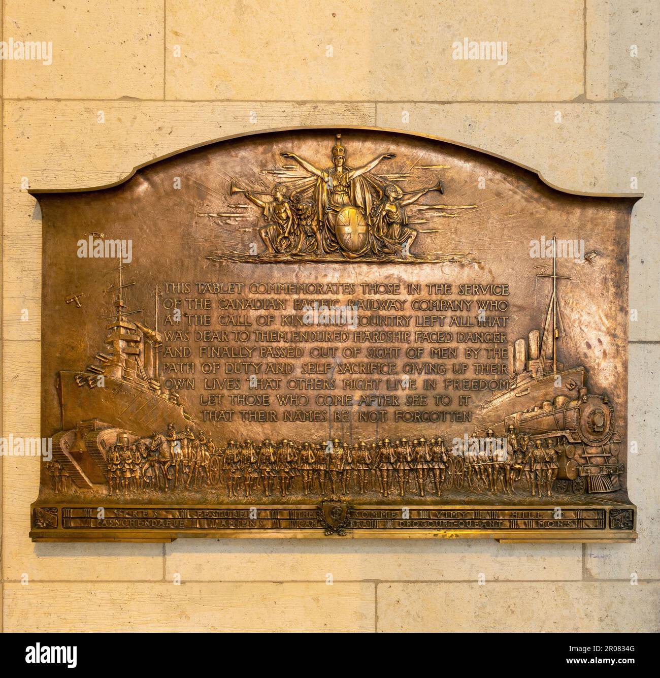 Canadian Pacific Railway Workers Memorial Plaque Inside Union Station Toronto Commemorating Employees Lost In World War 1 Stock Photo