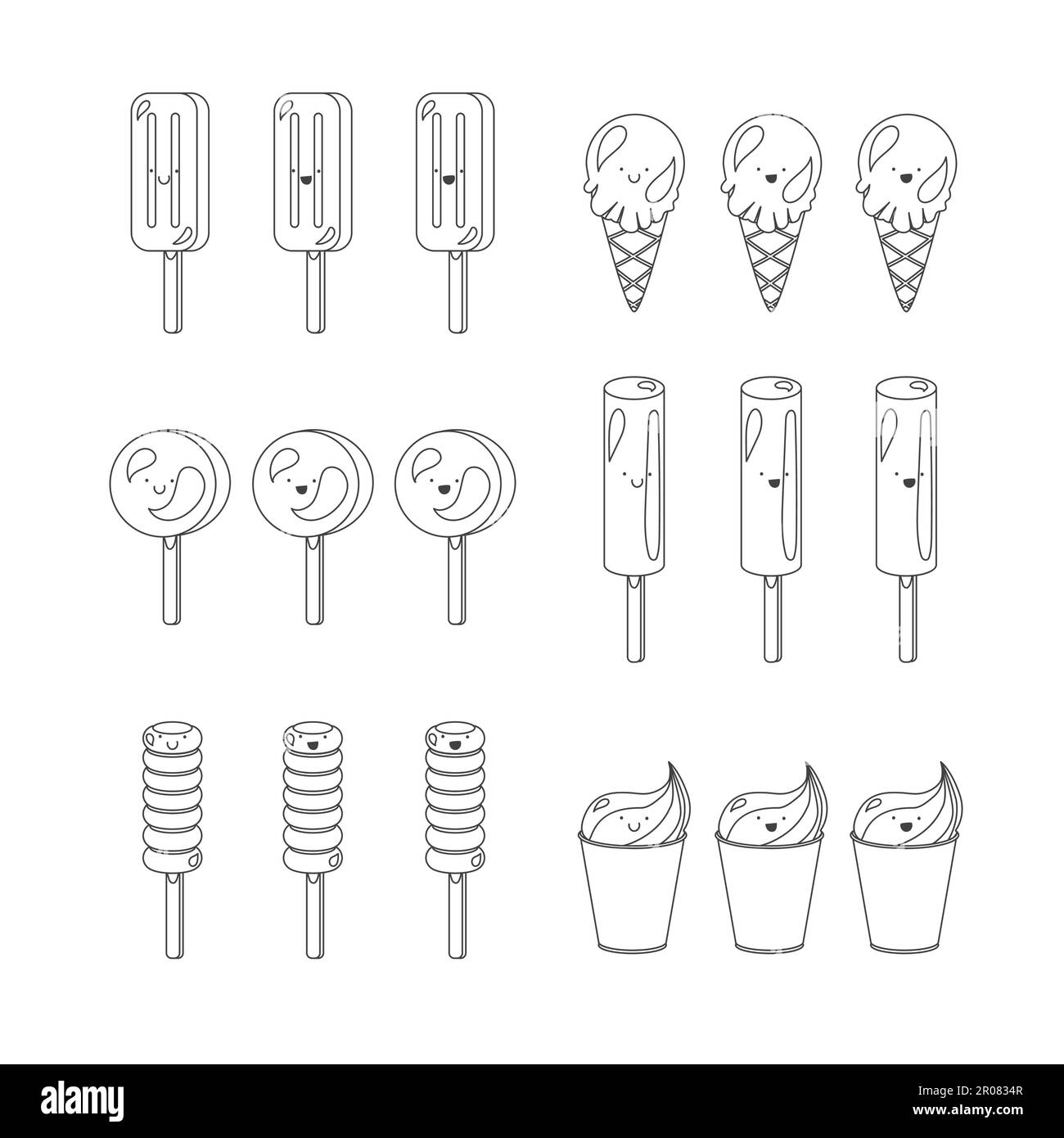 Vector set of emotional ice-creams with smiles Stock Vector Image & Art ...