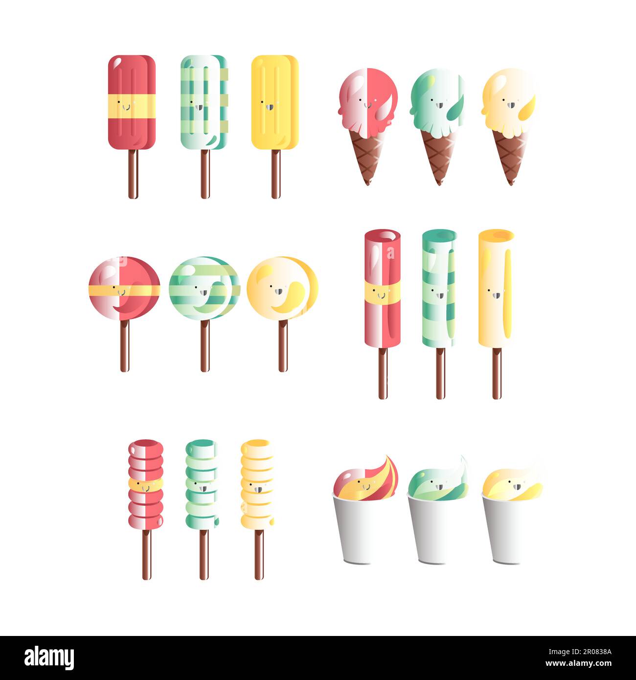 Vector set of different and gradient ice-creams Stock Vector