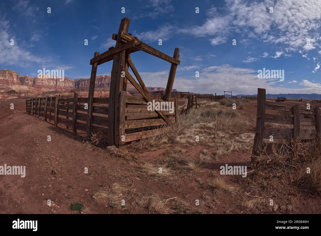 Decaying ruins of an old cattle ranch near the Vermilion Cliffs in