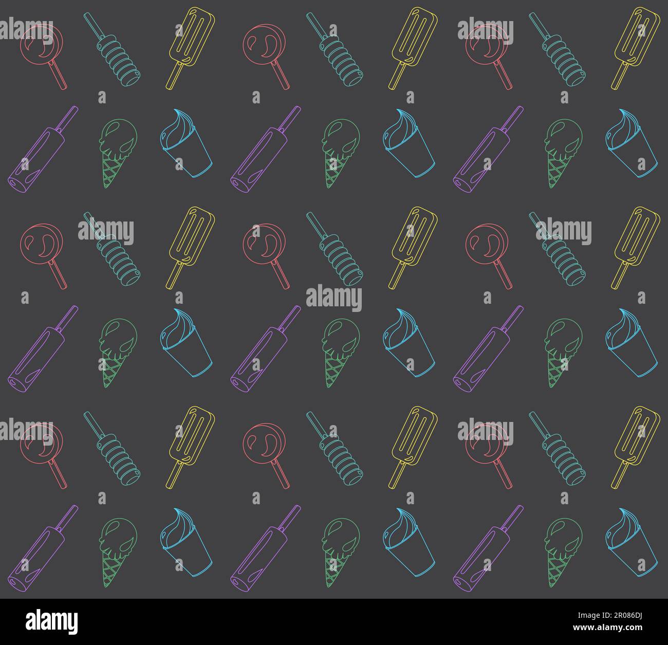 Vector seamless pattern, background from different ice-creams Stock Vector