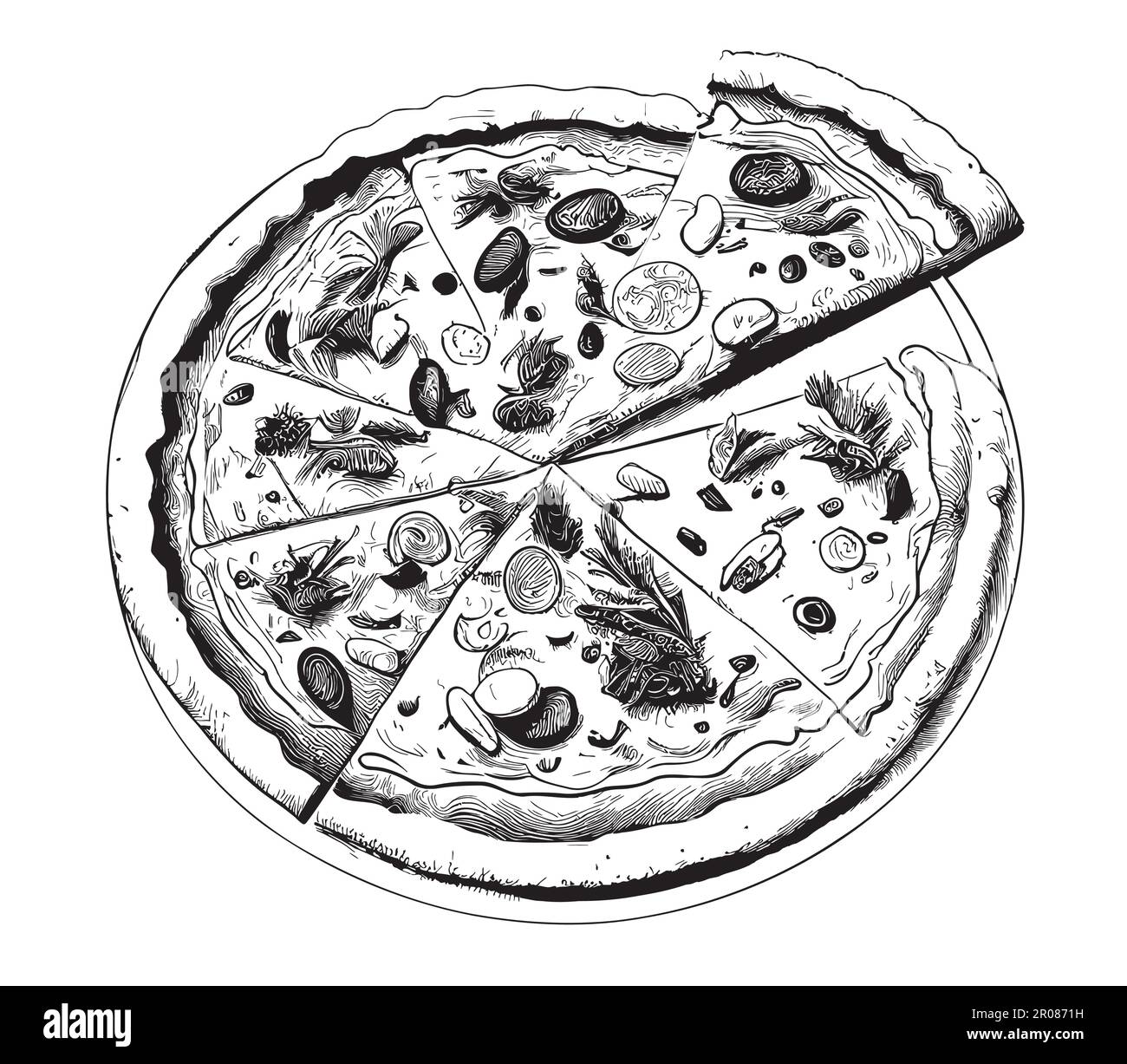 Pizza sketch hand drawn in doodle style illustration Stock Vector Image