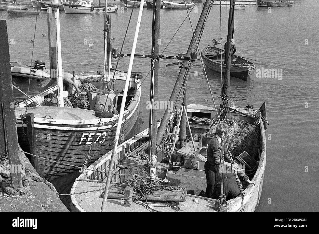 Folkestone,Harbour,Fishing Boats,Landing Catch,Folkestone,Kent,circa 1977 Stock Photo