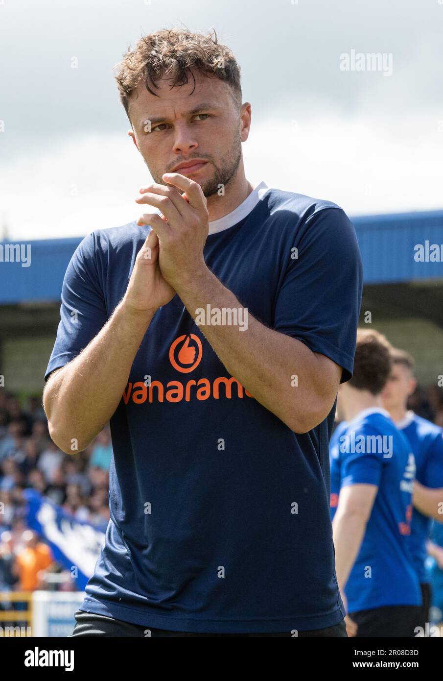 Deva Stadium, Chester, Cheshire, England, 7th May 2023. Chester’s Kurt Willoughby claps the fans following the warm ups, during Chester Football Club V Brackley Town Football Club, in the Vanarama National League North Semi-Final Play-Off Credit Image: ©Cody Froggatt Alamy live news) Stock Photo