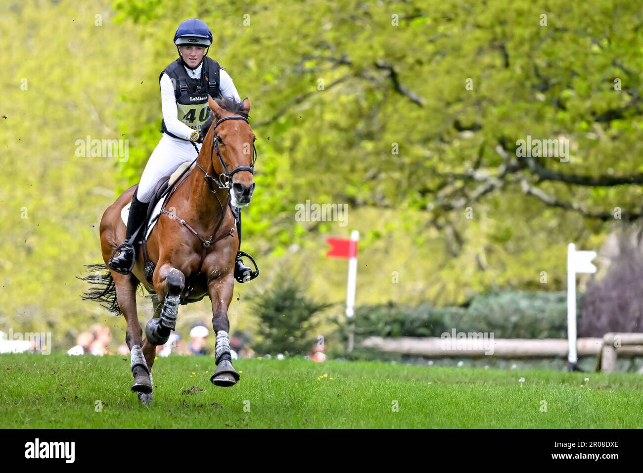 Greta Mason riding Cooley For Sure in the Cross Country at Badminton Horse Trials at Badminton, Gloucester, UK on 7 May 2023. Photo by Phil Hutchinson. Editorial use only, license required for commercial use. No use in betting, games or a single club/league/player publications. Credit: UK Sports Pics Ltd/Alamy Live News Stock Photo