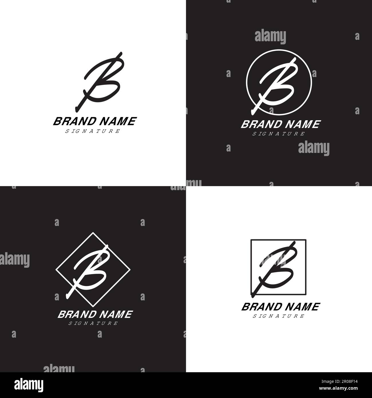 Stylish letter b signature handwriting logo stock vector image art