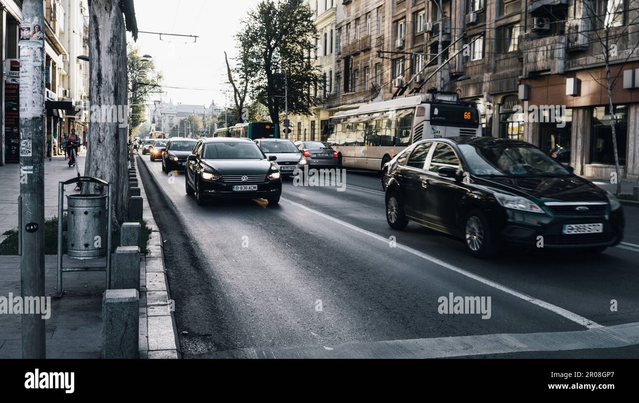 Bumper to Bumper Urban traffic congestion during peak hour in