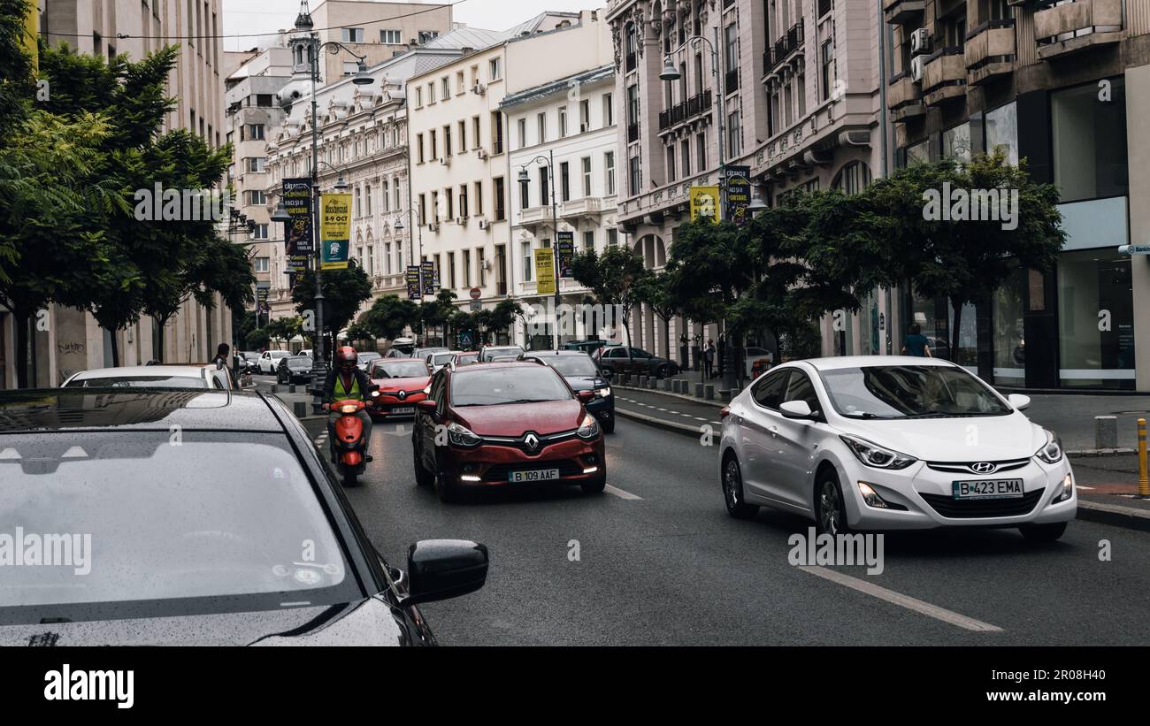 Bumper to Bumper Urban traffic congestion during peak hour in
