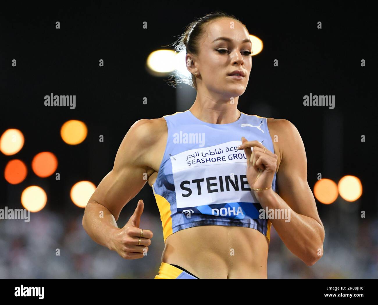 Doha, Qatar, 5 May 2023. Abby Steiner of USA compete in 100m Women race