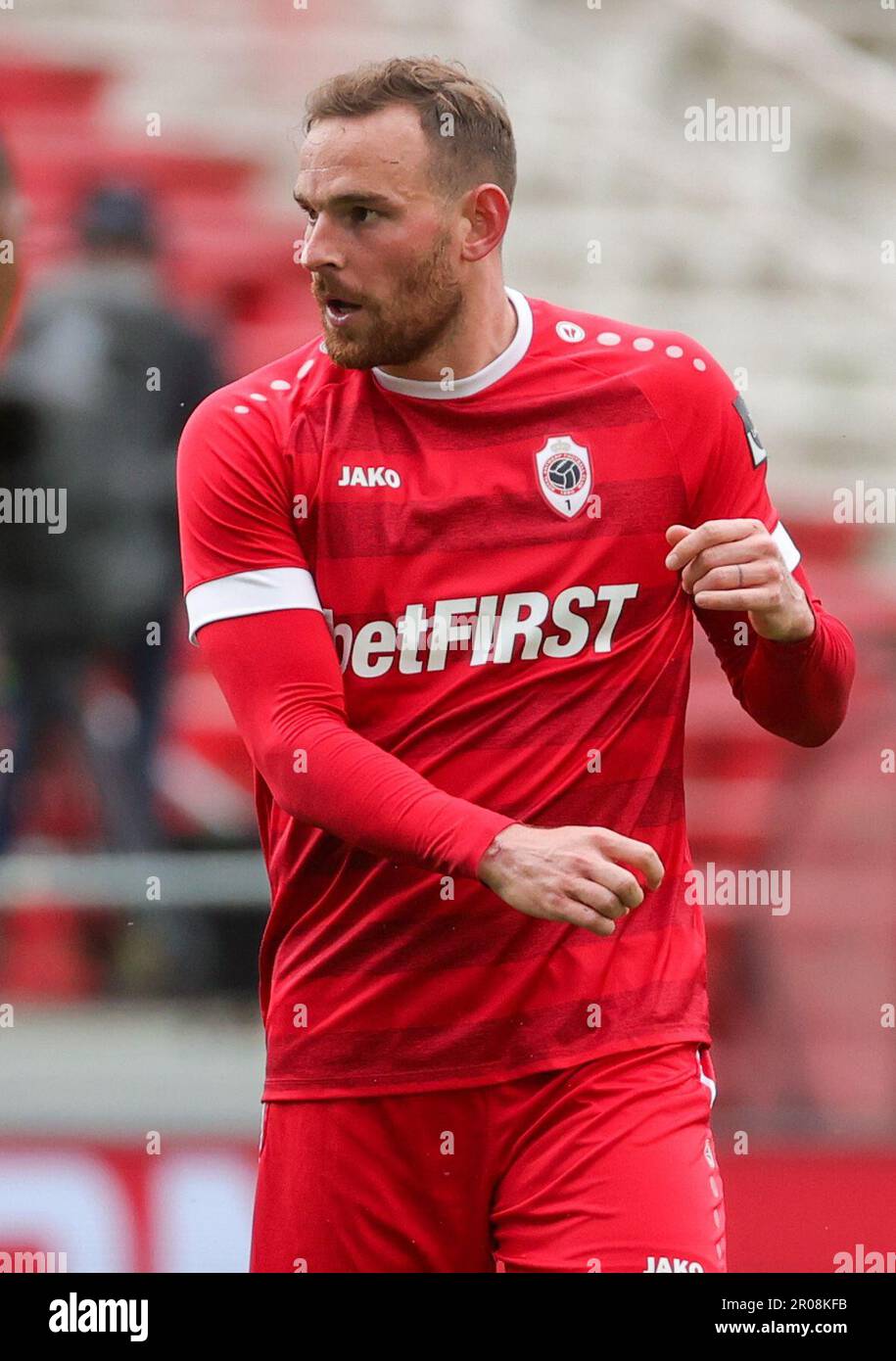 Antwerp's Vincent Janssen looks dejected during a soccer match between Royal Antwerp FC RAFC and KRC Genk, Sunday 07 May 2023 in Antwerp, on day 2 of the Champions' play-offs in the 'Jupiler Pro League' first division of the Belgian championship. BELGA PHOTO VIRGINIE LEFOUR Stock Photo