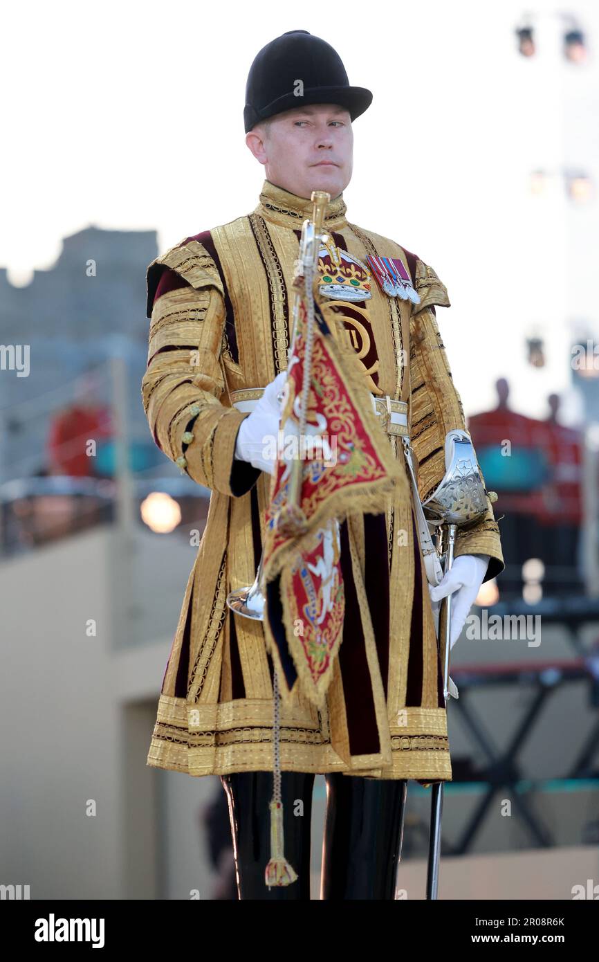Kings Trumpeter A state trumpeter is seen during the Coronation Concert held in the ...