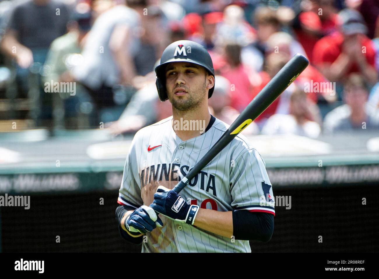 Minnesota Twins' Alex Kirilloff walks to the dugout after being