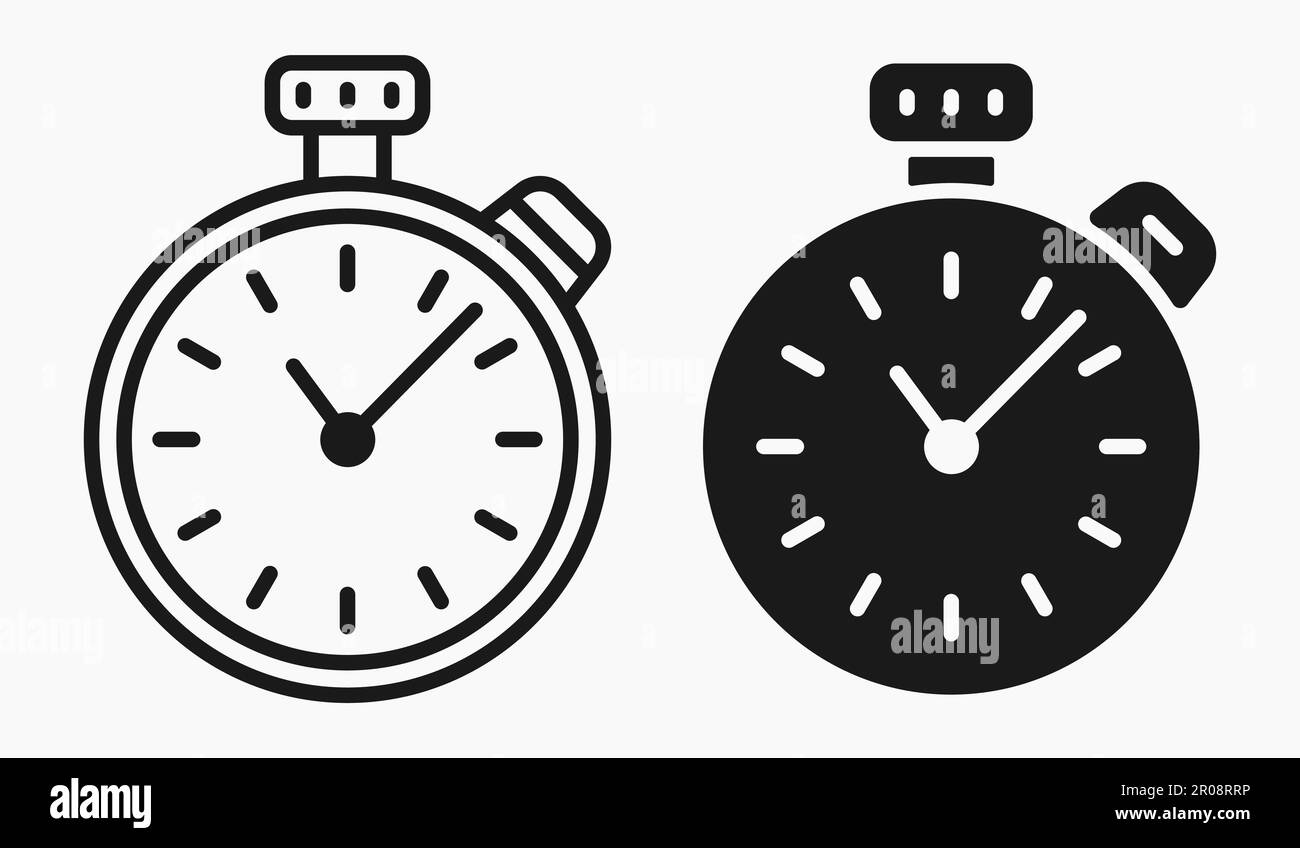 Stopwatch timer basic line shape icon vector flat illustration Stock