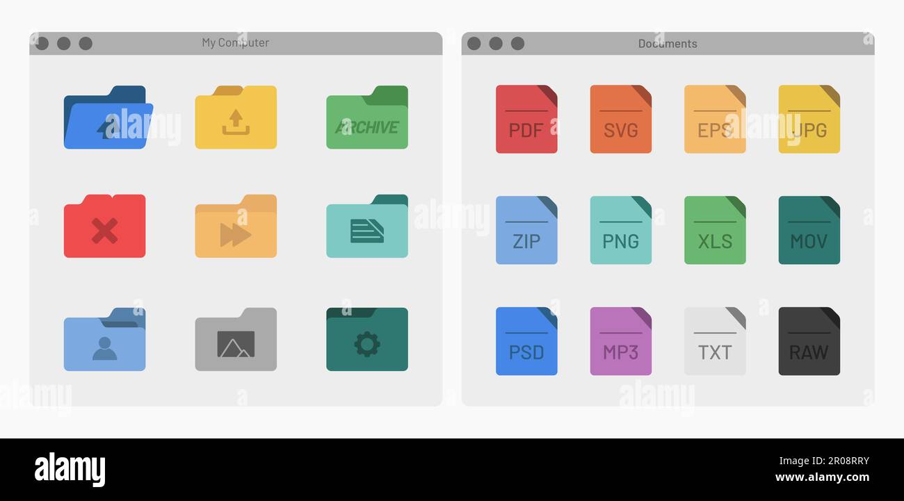desktop interface window with folders files isolated simple ui vector ...