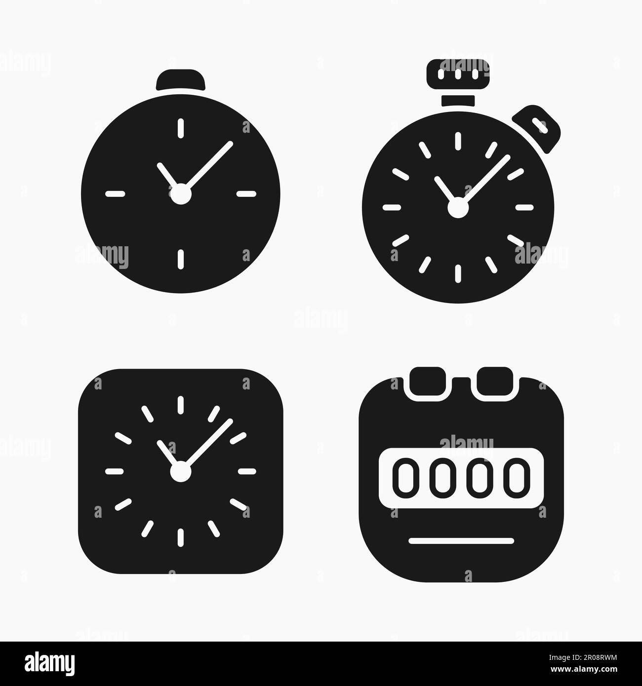 Stopwatch timer basic shape icon set vector flat illustration Stock