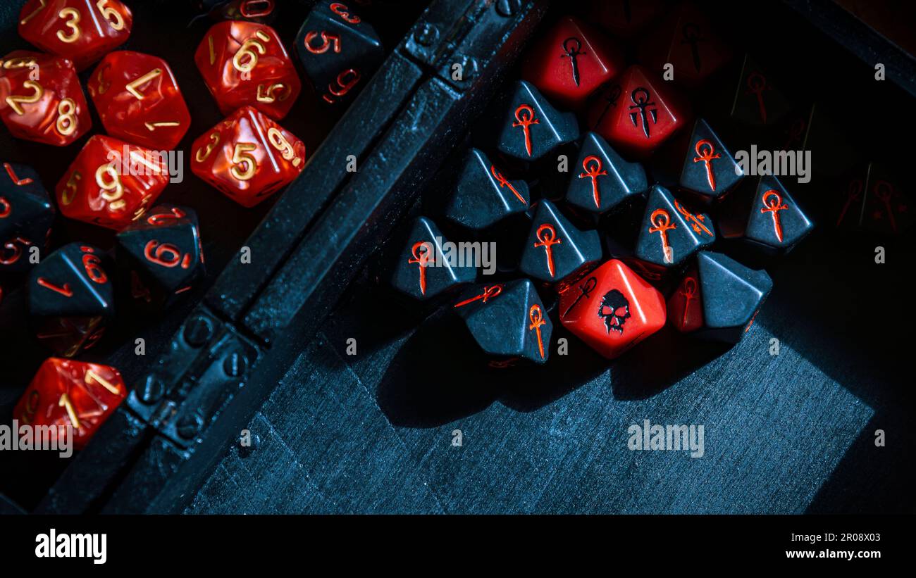 AMSTERDAM, THE NETHERLANDS - MAY 7TH, 2023: An Collection of dice used