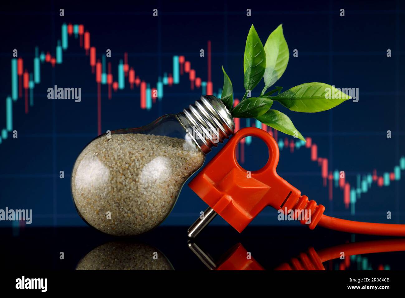 Plug and plant growing inside the light bulb. Green eco renewable