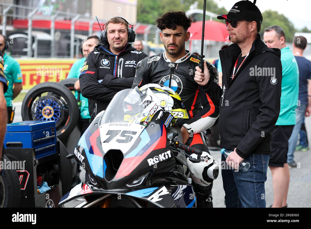 BARCELONA, SPAIN - MAY 07: Ivo Miguel Lopes from Portugal of ROKiT BMW Motorrad WorldSBK Team with BMW M1000 RR during the 2023 MOTUL FIM Superbike World Championship - Prosecco DOC Catalunya Round at Circuit de Barcelona-Catalunya on May 07, 2023 in Barcelona, Spain (Credit: Dax Images) Stock Photo