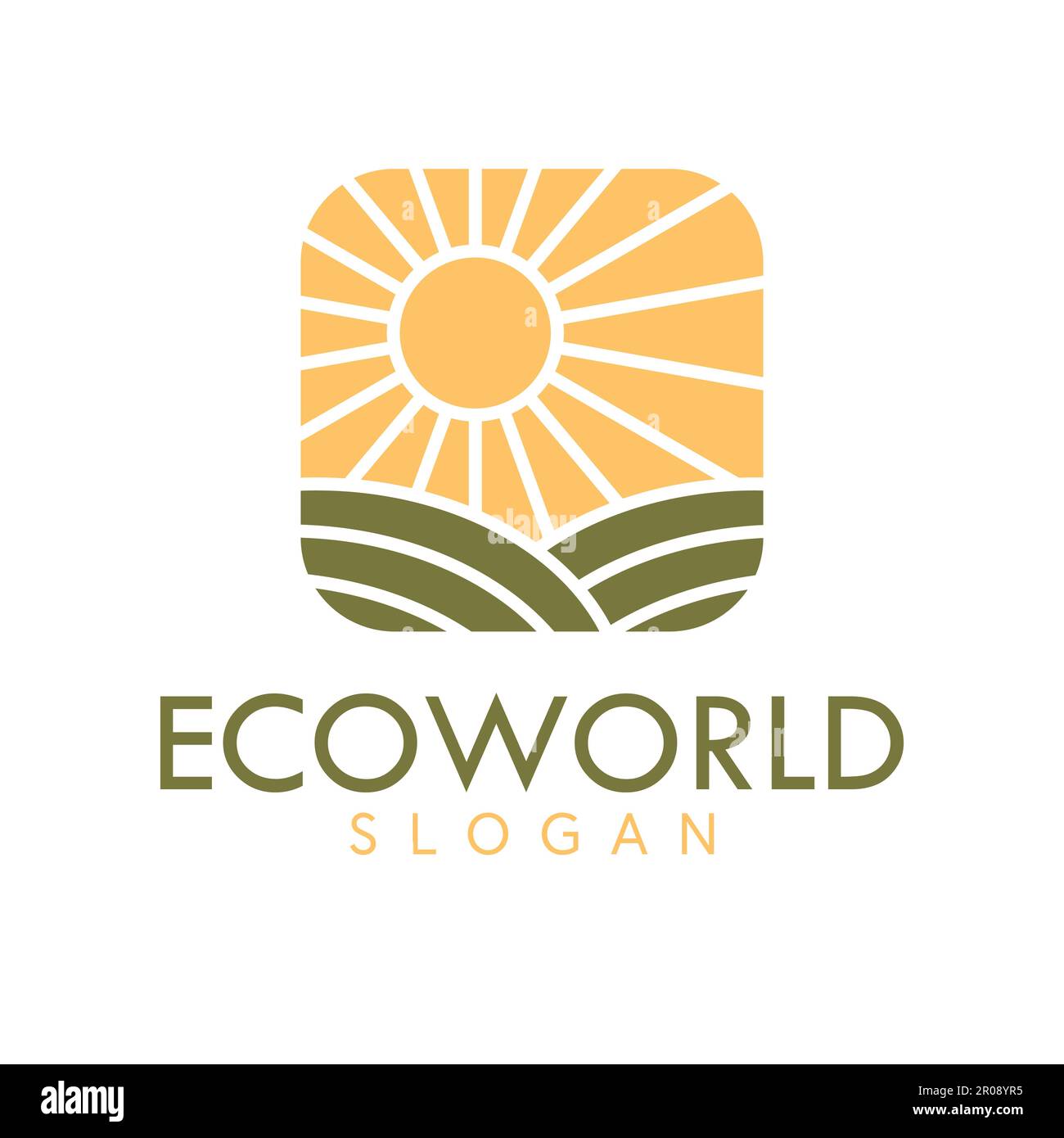 Eco World vector logo design. Landscape logotype. Organic logo template