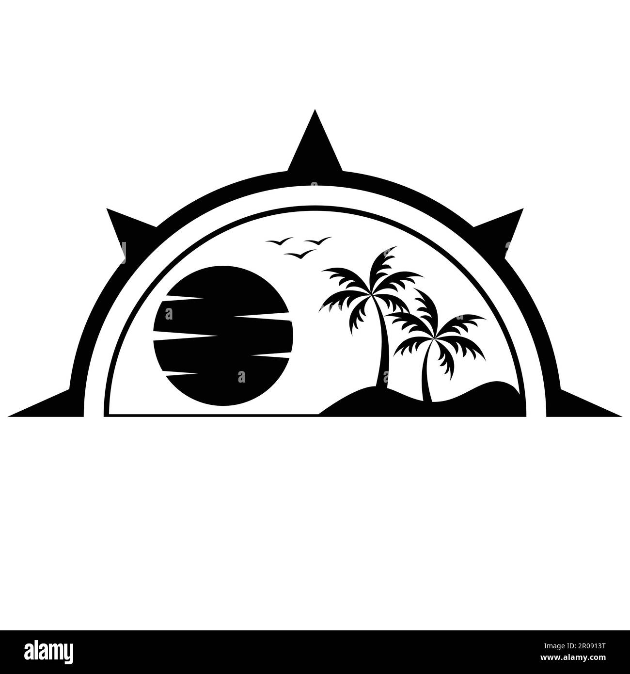 Palms sea sun Black and White Stock Photos & Images - Alamy