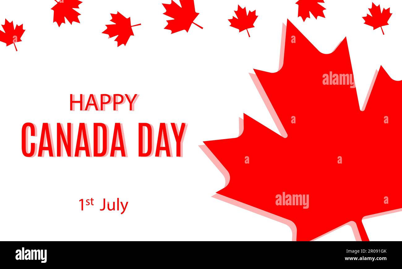 Happy Canada Day background with red maple leaf. Vector illustration ...