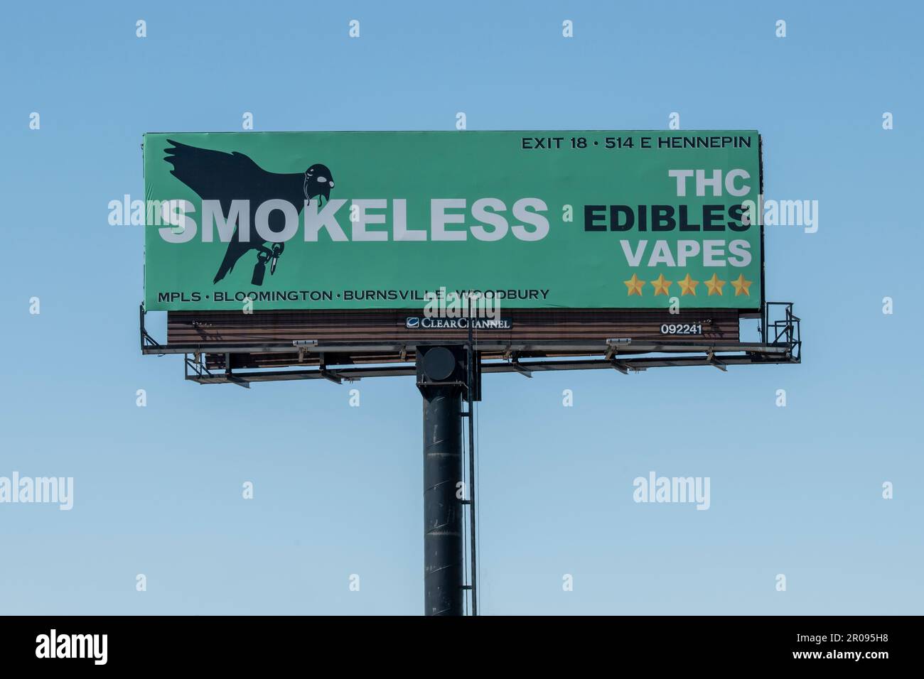 Minneapolis, Minnesota. Advertisement on billboard selling smokeless