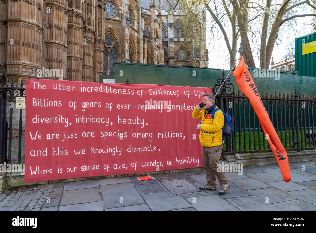 Quote at Extinction Rebellion encampment in Parliament area, London, UK. The utter incredibleness of Existence; of Life...diversity...complexity Stock Photo