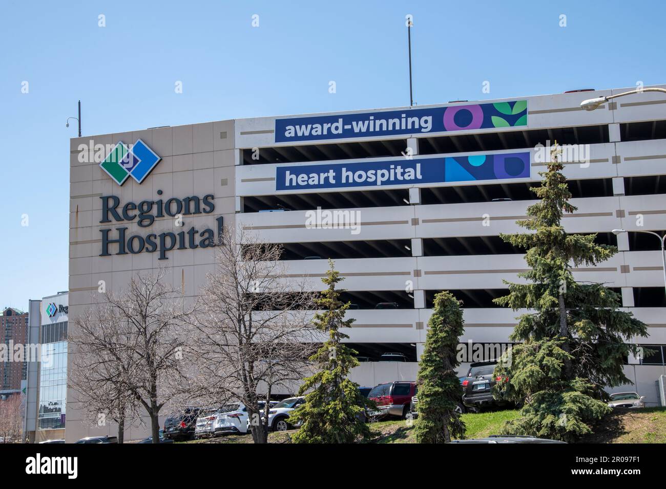 St. Paul, Minnesota. On top of many awards Regions hospital is named a 2022-23 Best Regional Hospital by U.S. News & World Report and an award winning Stock Photo