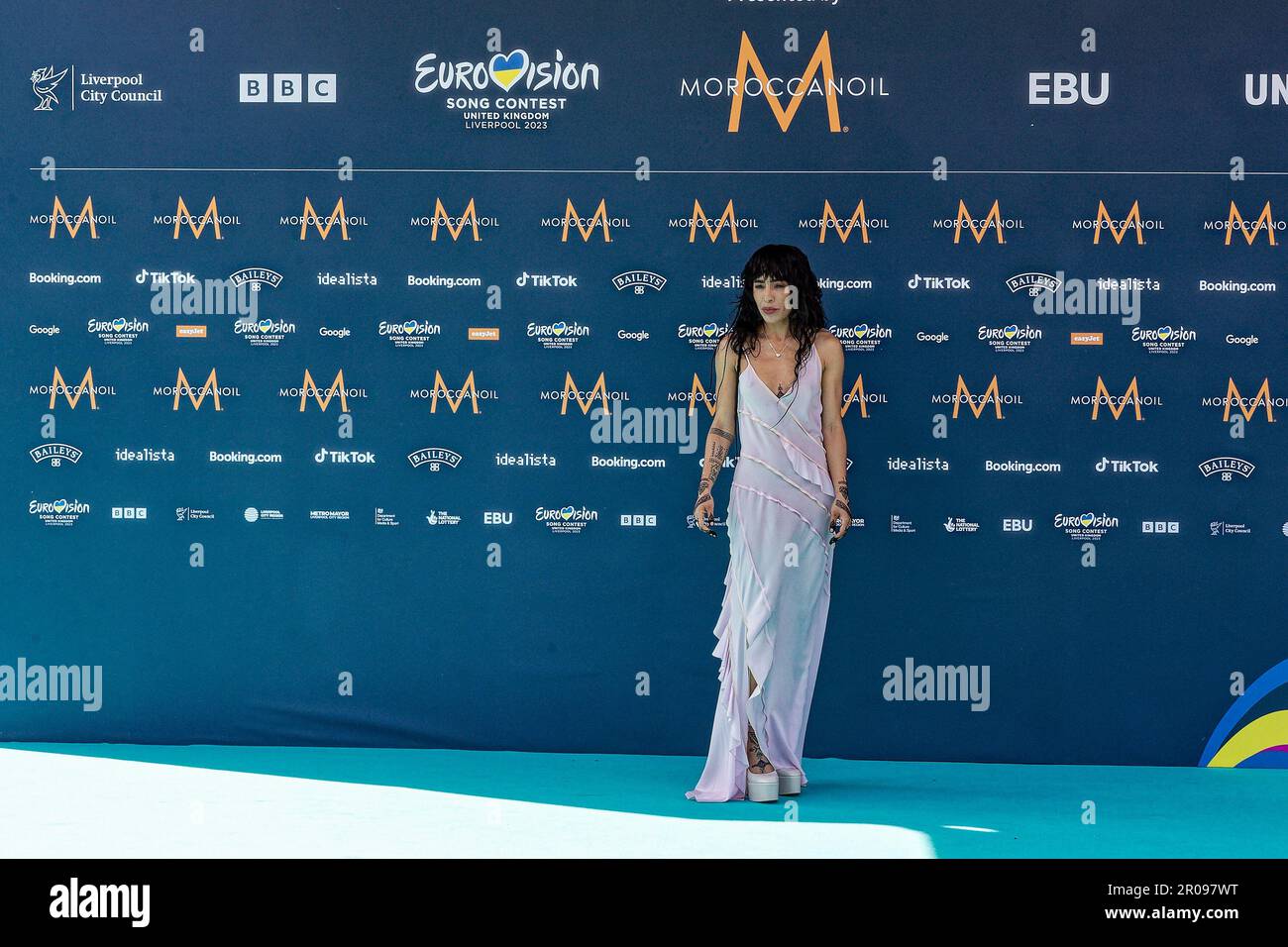 May 7, 2023: Loreen representing Sweden at the Eurovision Song Contest 2023 opening 'Turquoise Carpet' event in which host city Liverpool welcomes all 37 acts (Credit Image: © Andy Von Pip/ZUMA Press Wire) EDITORIAL USAGE ONLY! Not for Commercial USAGE! Stock Photo