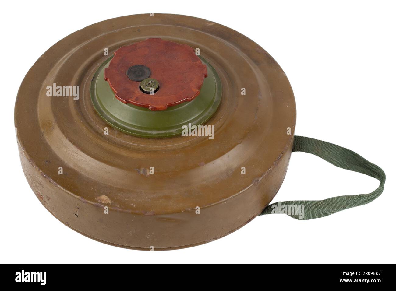 TM-62M Soviet anti-tank mine isolated on white background Stock Photo