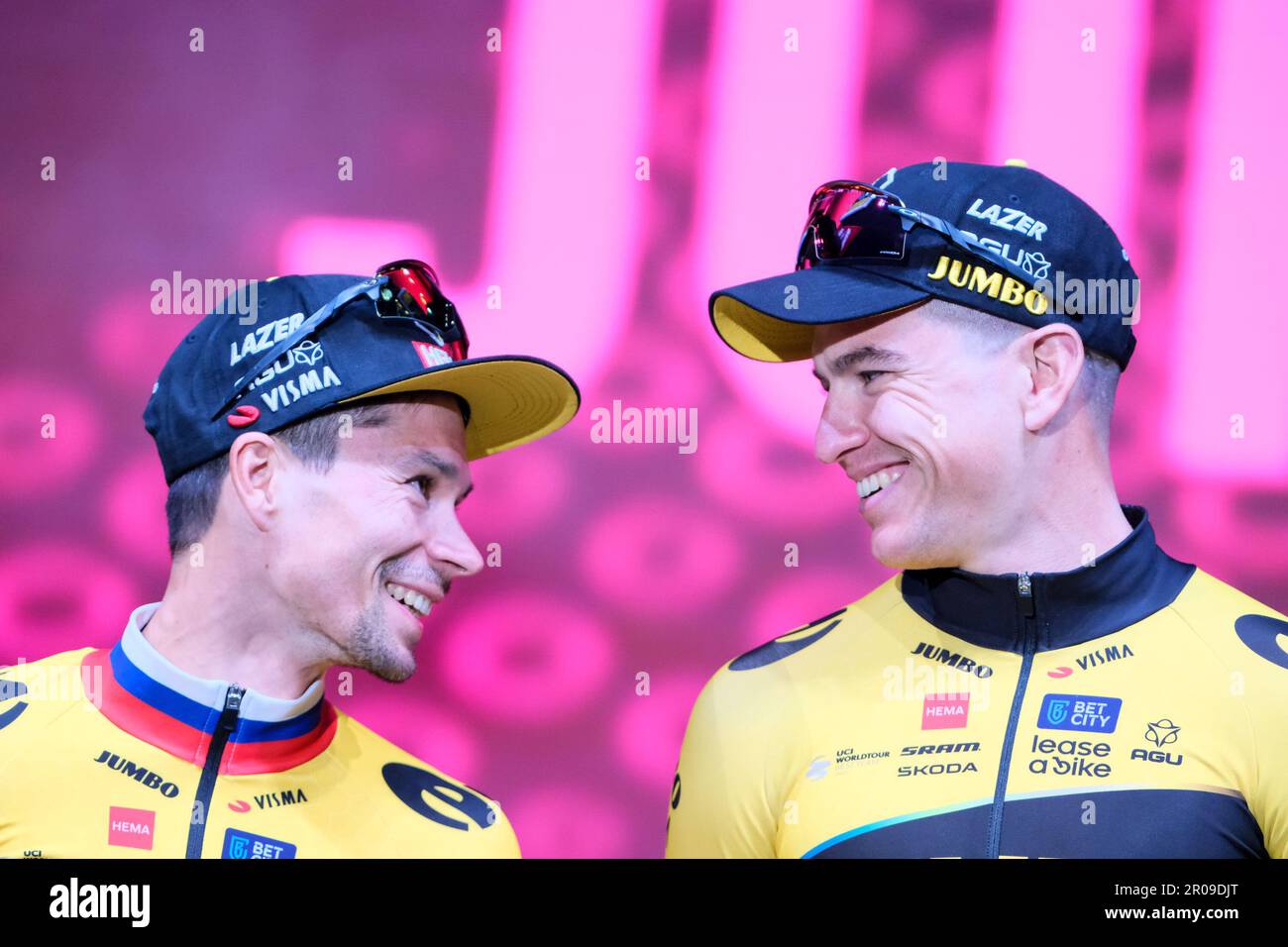 Primož Rogli? (L) and Edoardo Affini (R) - Jumbo - Visma seen during the  106th Giro d'Italia