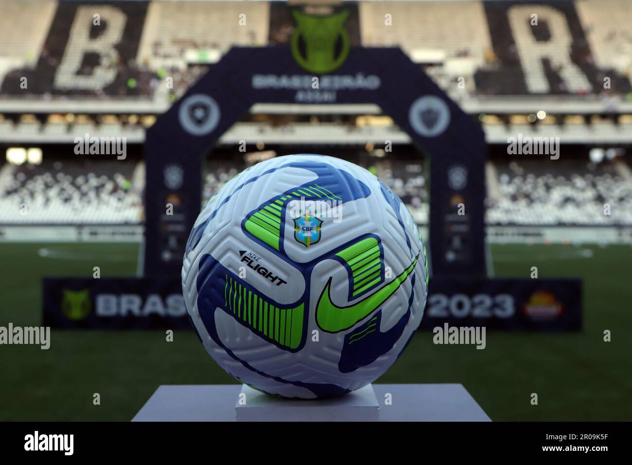Rio de Janeiro, Brazil, 07th May, 2023. Official ball of the Brazilian  Serie A 2023, is seen before the match between Botafogo and Atletico  Mineiro, for the Brazilian Serie A 2023, at